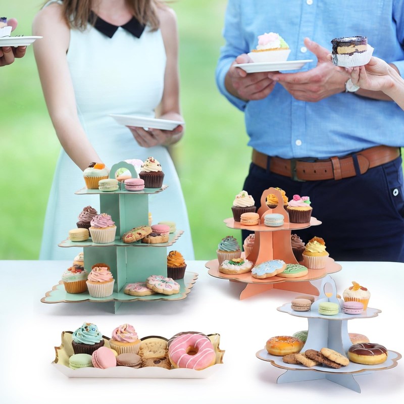 12 Pcs Tea Party Cupcake Stand Decorations Spring Cardboard Cupcake Tower 4 3... gallery