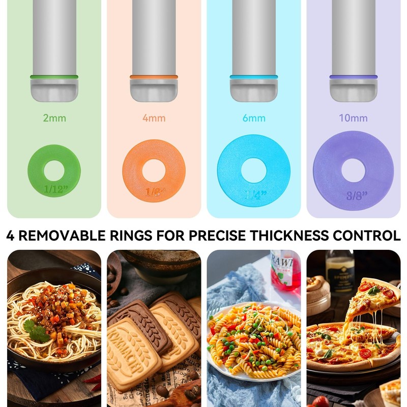 Adjustable Rolling Pin Thickness Rings 12.8 Inch Silicone Dough Roller gallery