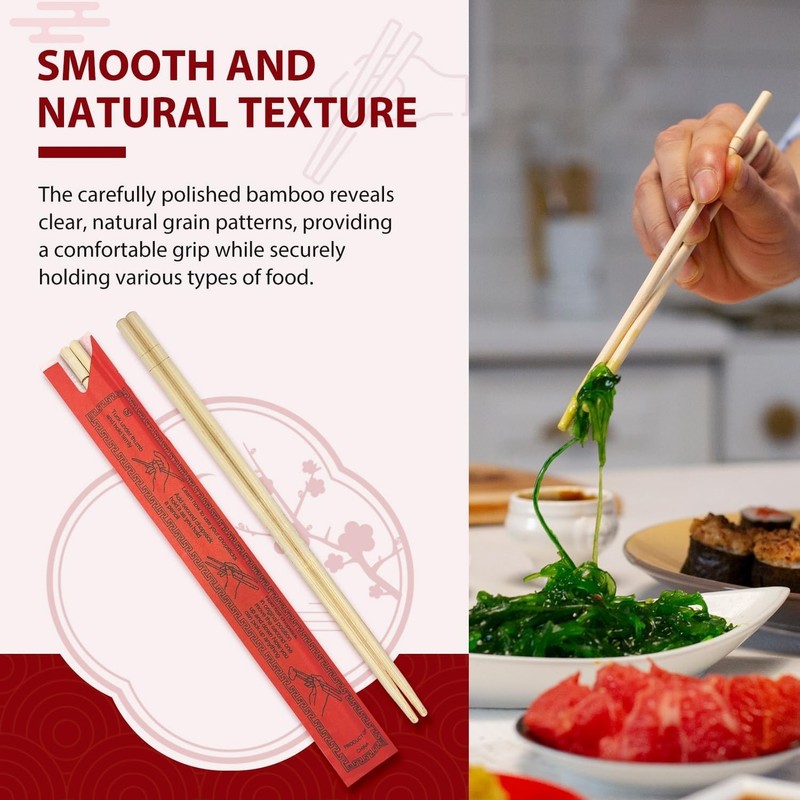 Soeos Disposable Bamboo Chopsticks, 100 Sets, Natural Wooden Chopsticks, Indi... gallery