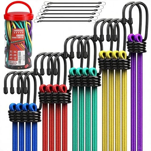 24-Piece Premium Bungee Cords Heavy Duty Outdoor, Bungee Cords with New Version gallery