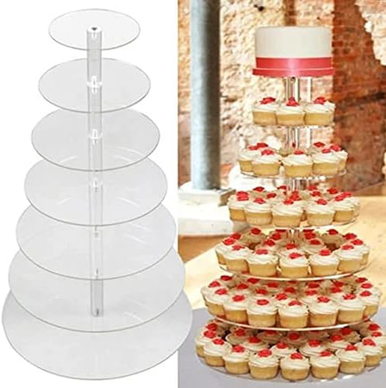 7-Tier Acrylic Cupcake Stand for Weddings and Events Display gallery