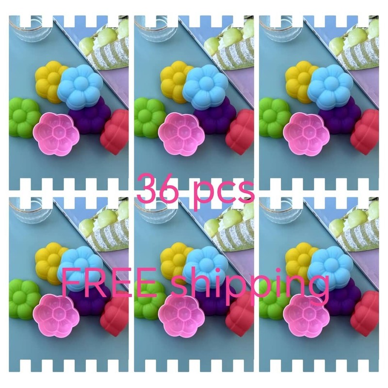36pcs FLOWER SILICONE MOULD 5cm RED FLOWER MUFFIN CUPCAKE (mixed color)