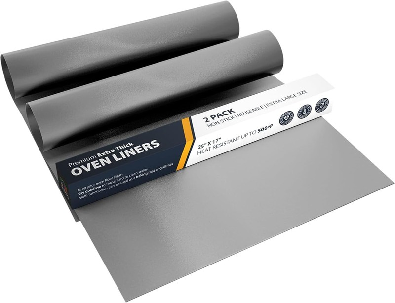 Oven Liners for Bottom of - 2 Pack Large Heavy Duty Mats, 2 Pack, Silver