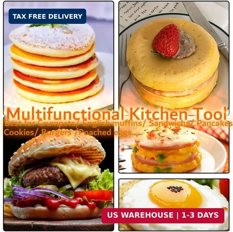 16Packs English Muffin Rings Crumpet Rings 4 inch Stainless Steel Double Rolled gallery