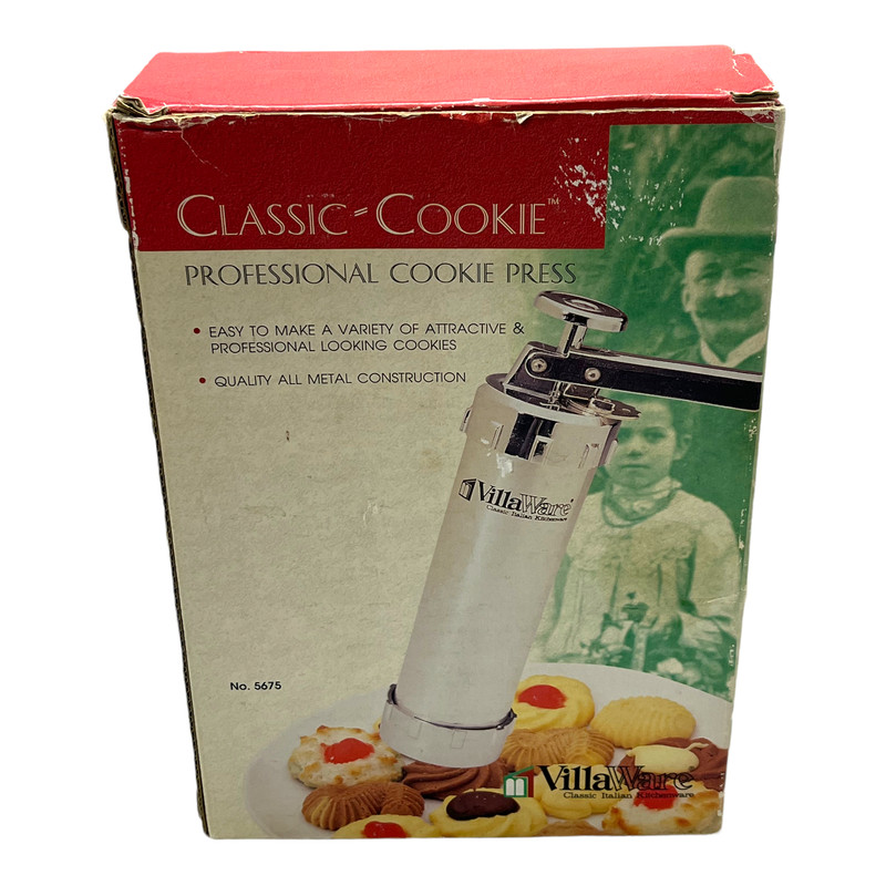 Vtg VillaWare Classic Cookie Press 20 Professional Italian Metal Bake Italy 5675
