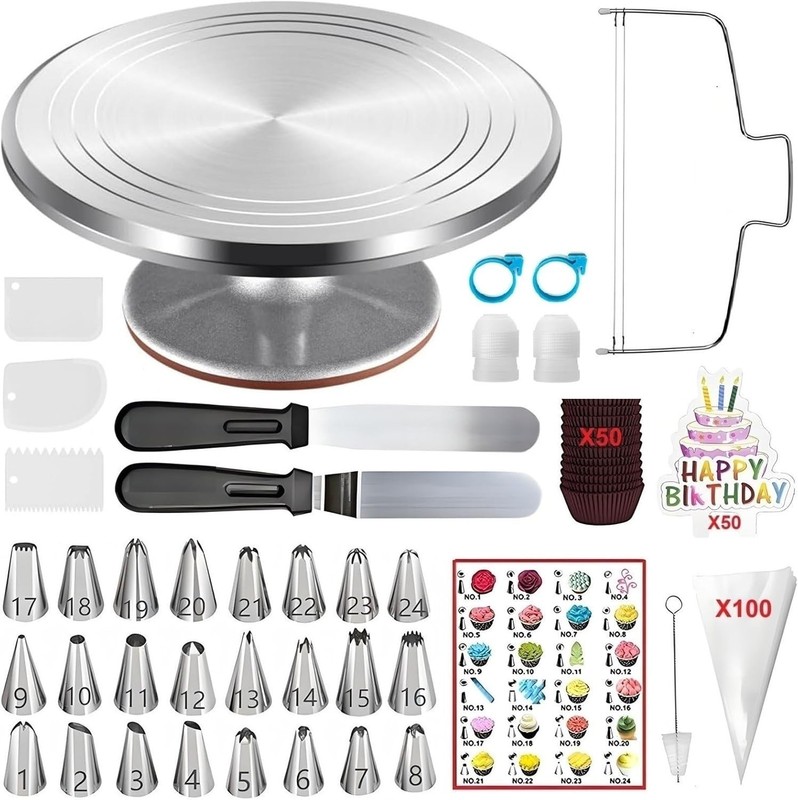 Professional Cake Decorating Kit: 237 Pcs with Turntable & Essential Tools gallery