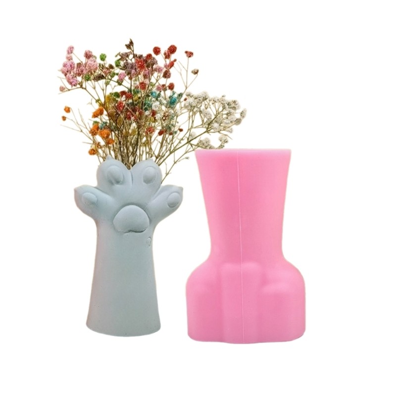 Succulent Planter Mold Cat Foot Shape Epoxy Resin Mold Silicone Pen Holder Mould gallery
