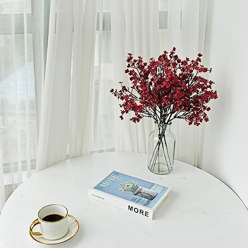 Silk Baby’s Breath Flowers – 6 Bundles, 18.7" Faux Florals with Burgundy gallery