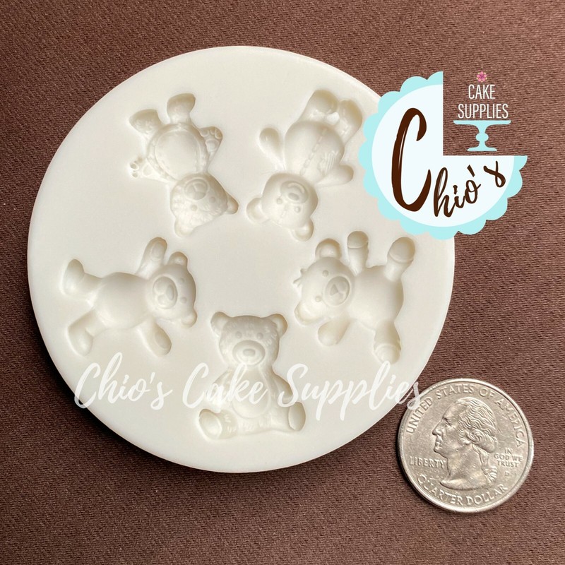 Teddy Bear Silicone Mold, 5 cavities gallery