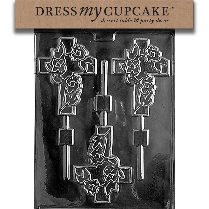 Fancy Cross Lollipop Chocolate Candy Mold Dessert Baking Kitchen Tray Maker
