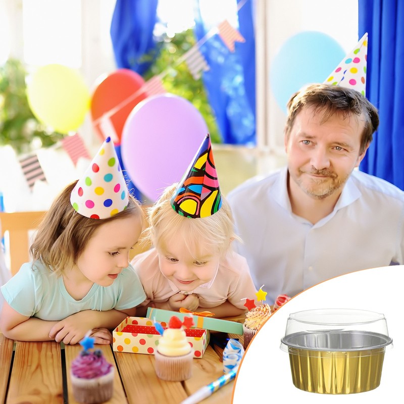 25Pcs Baking Cups with Lids 5oz Aluminum Foil Liners Mini Cups Gold Tone gallery
