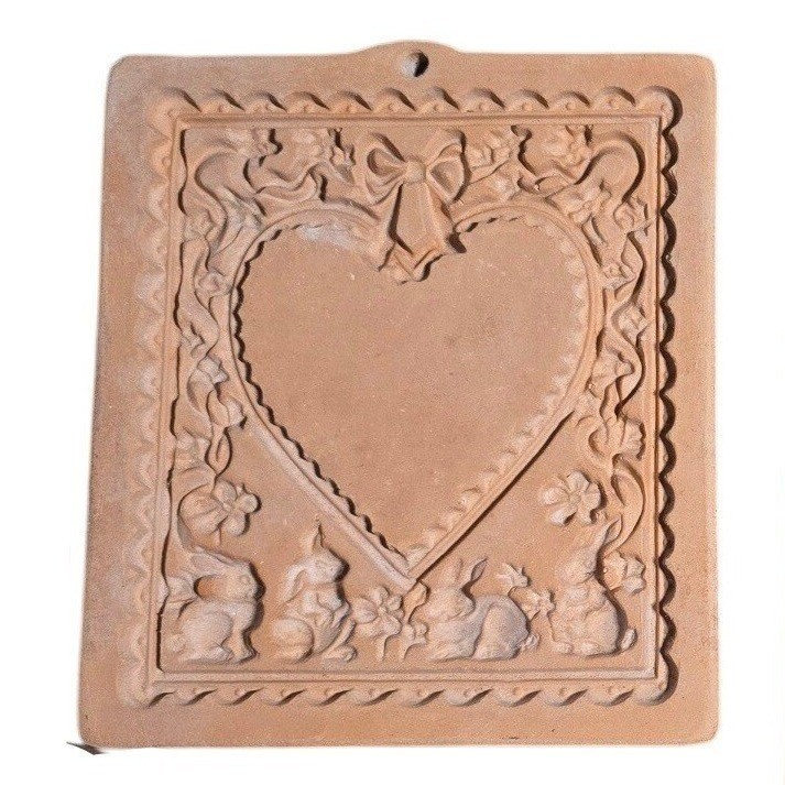 1994 Vintage Cotton Press Cookie Mold Heart Bunny Easter Spring craft press bow gallery