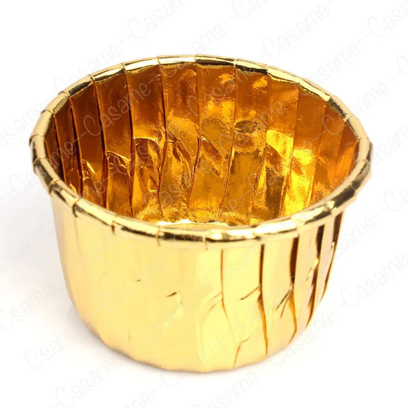 50pcs/Pack Gold Foil Silver Muffin Cupcake Liner Cake Wrappers Baking Cup Tray gallery