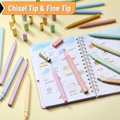 - Dual Tip Aesthetic Highlighters and Ballpoint Pens No Bleed, 24 Pack, gallery