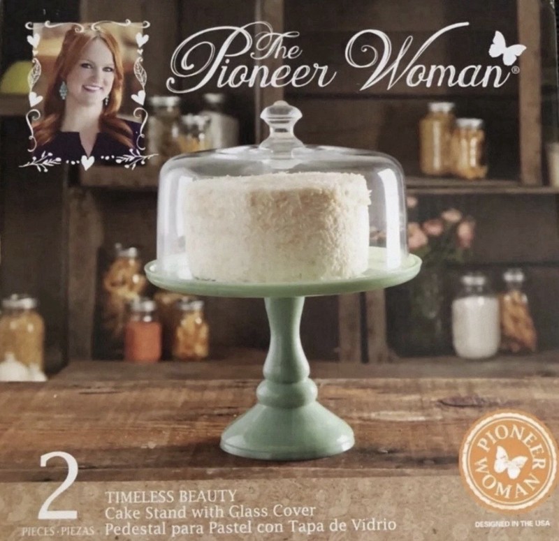 The Pioneer Woman Timeless Beauty 10-Inch Mint Green Cake Stand Glass Dome gallery