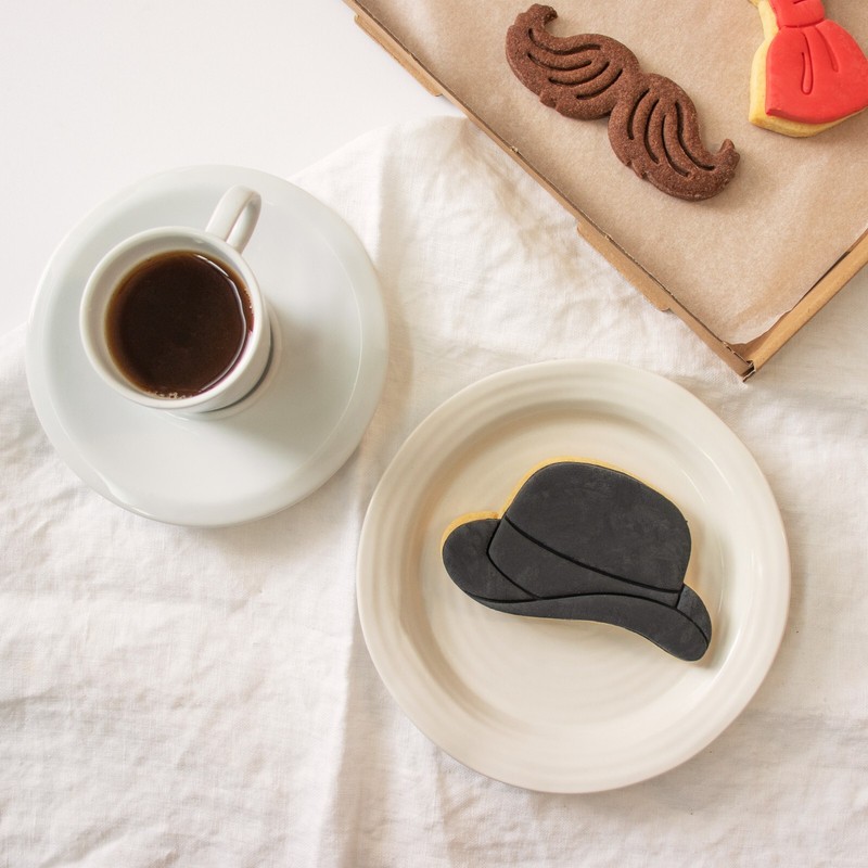 Bowler Hat, Gentleman Bow Tie, Mustache Cookie Cutters Set - dapper fathers day gallery