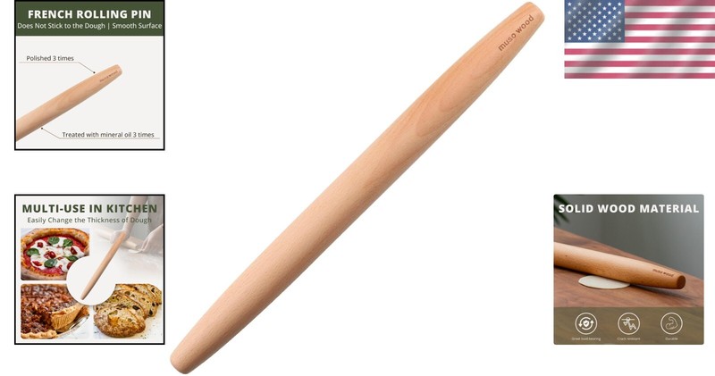 Premium Beech Wood French Rolling Pin - Versatile and Durable Baking Companion gallery
