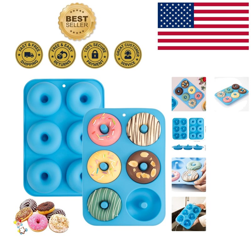 Microwave, Oven & Freezer Safe Silicone Donut Molds – Set of 2 for Easy Baking