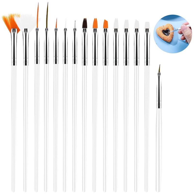 15 Pcs Cake Painting Brushes Food Safe Decorating Brush Kit White