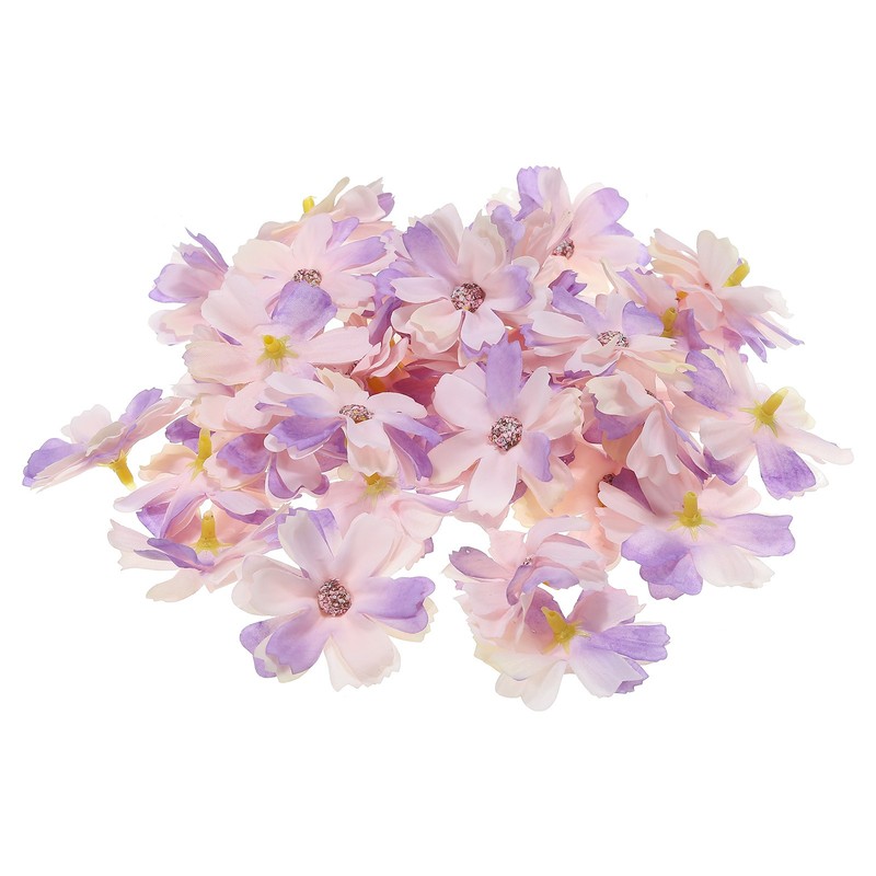 30Pcs Fake Flower Heads Flower Mini Artificial Silk Flowers Light Purple