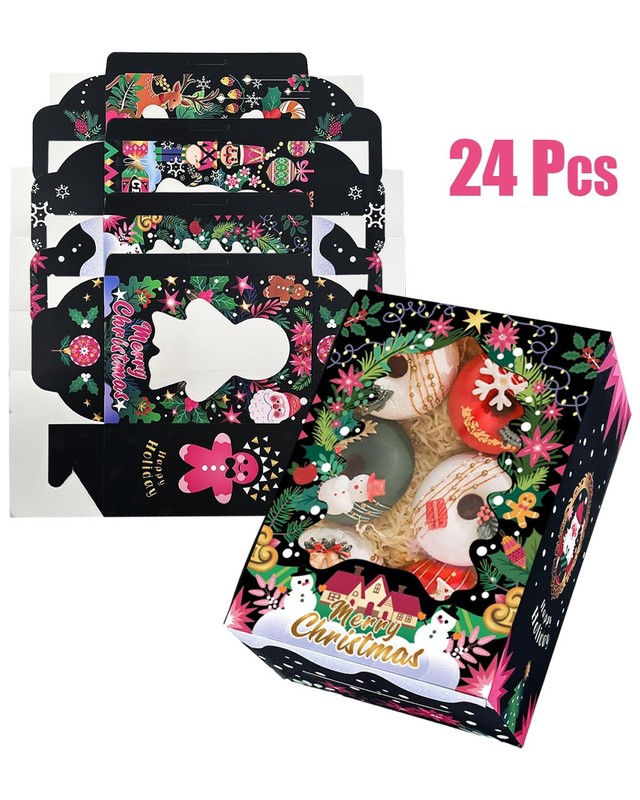 24 Pack Christmas Cookie Boxes With Window 6x8x2.7 Inch Bakery Pastry Box gallery