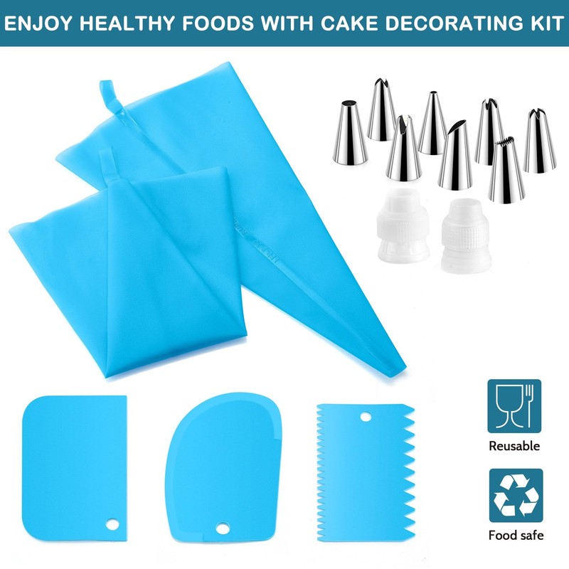 E-far Piping Bags and Tips Set, Cake Decorating Kit Baking Stainless Steel gallery