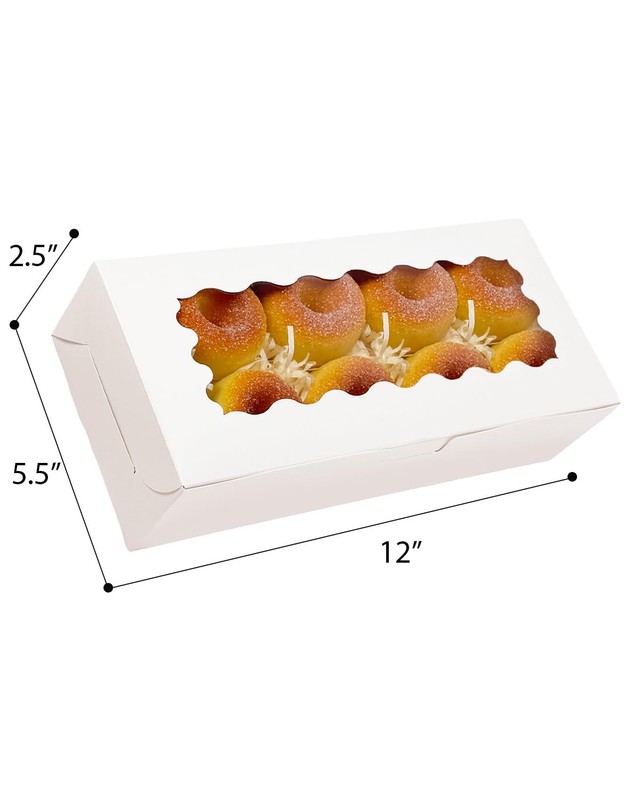 50 Packs White Cookie Box Window 12x5.5x2.5 Inch Pastry Biscuit Packaging gallery