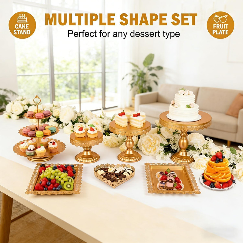 12 Set of Gold Cake Stand, Metal Gold Cupcake Stand and Bases Para Postres De Me gallery