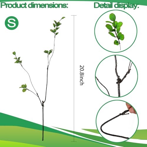 Pcs Artificial Ficus Branches Fake Plants, 20.8 Inches Small 5 Green gallery
