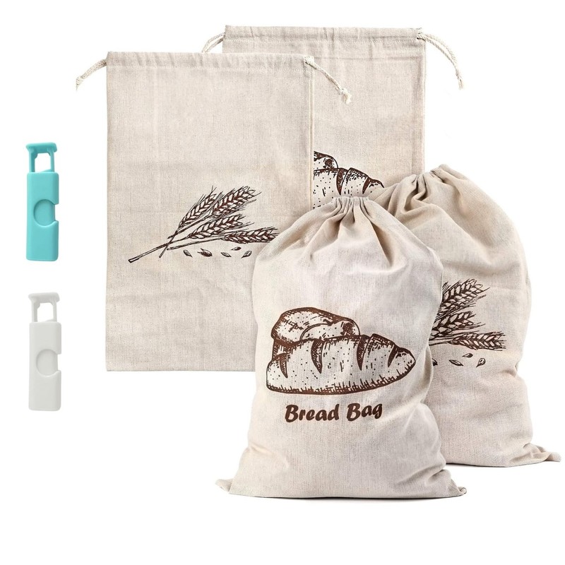 Bread Bags, 2-Packs Linen Bread Bags for Homemade Container, 17.3×11.6 Inches…