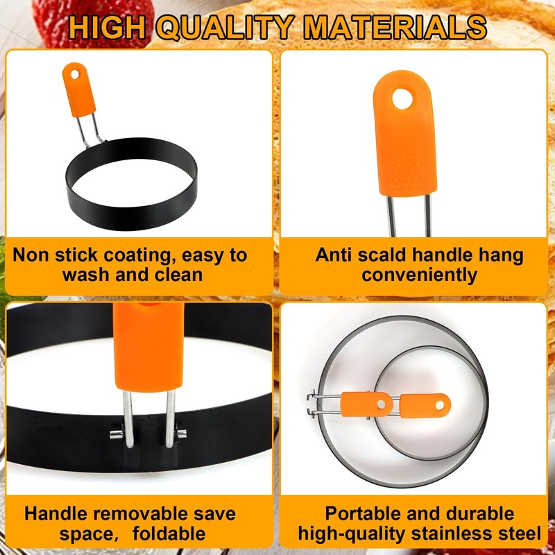 Egg Ring Pancake Ring Set 6 Pcs Stainless Steel Fried Egg Circles Pancake Sha... gallery