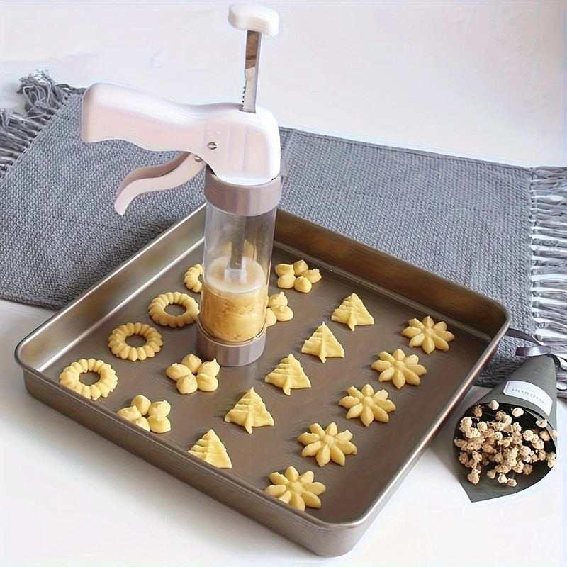 Cookie Press Gun Set with 13 Cookie Discs & 6 Icing Tips– Biscuit Maker and Cake