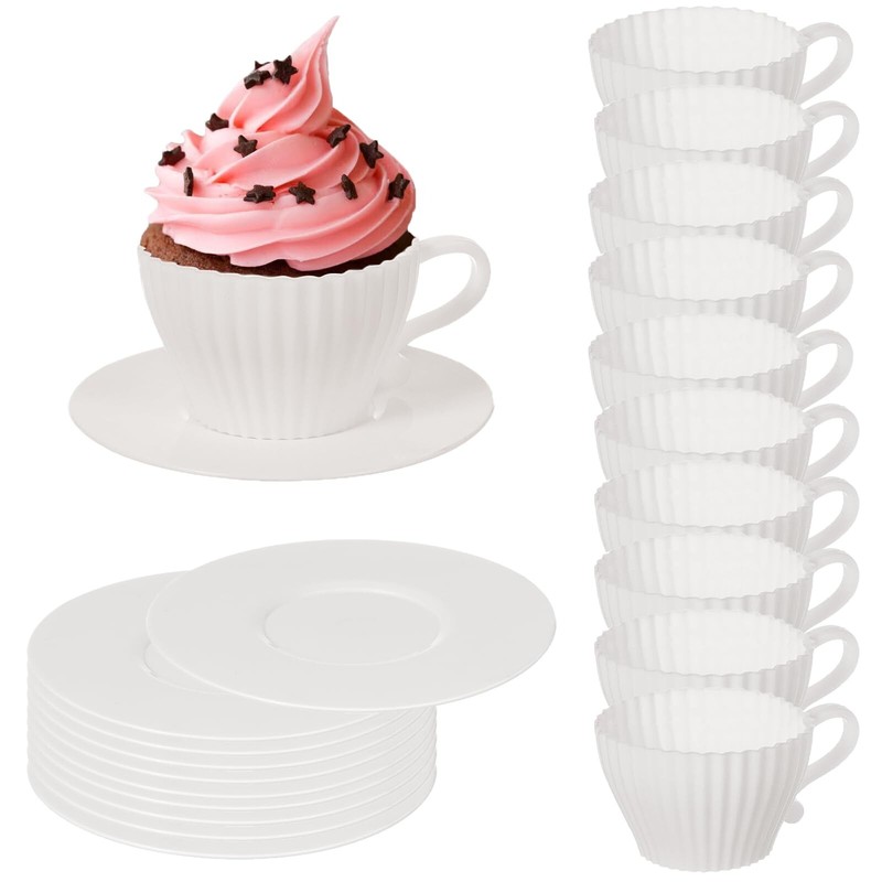 Silicone Muffin Cups, 20pcs Silicone Tea Cups Set, Reusable Silicone Cupcake …
