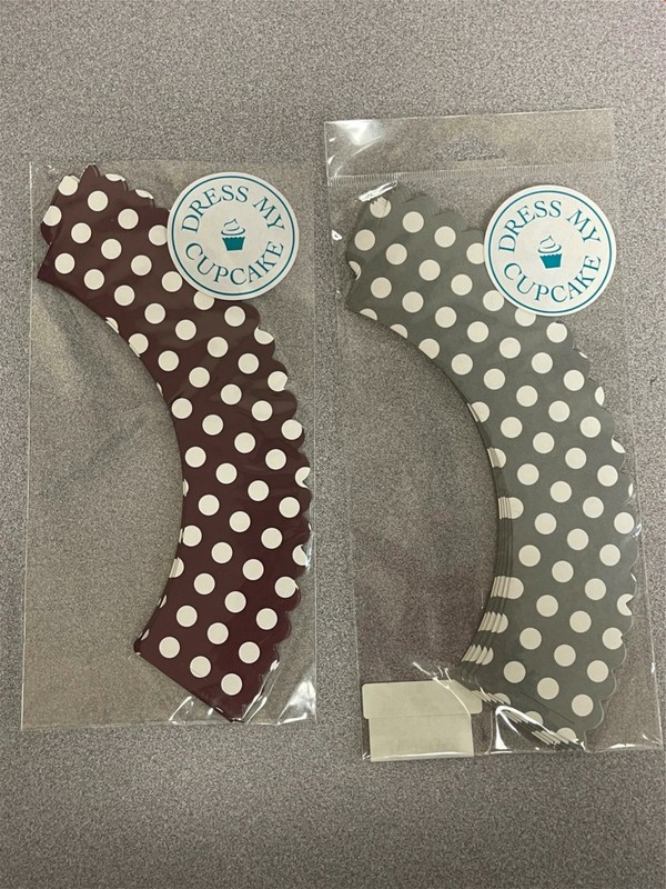 Dress My Cupcake Wraps Lot 5 Gray Brown Polka Dot 60 Wraps NEW d1 gallery