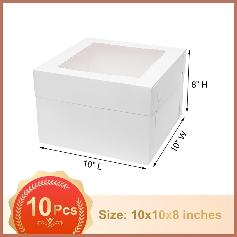 10pcs Cake Boxes 10 Inch 10x10x8 Tall Cake Boxes With Window For Tier Baking Dis gallery