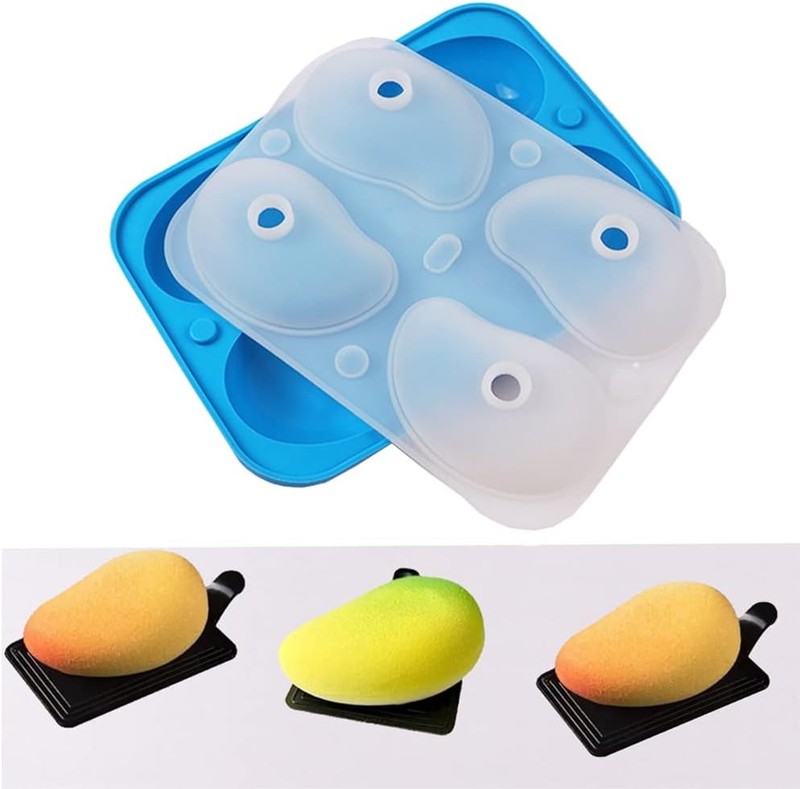 4 Holes 3D Mango Shape Cake Mold Fruit Pudding Ice Tray Mold Jelly Pastry Ice
