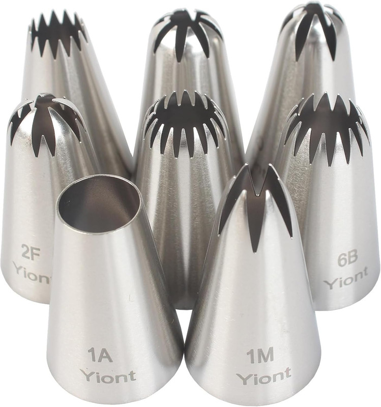 8Pcs Flower Piping Tips Set Stainless Steel Baking Tools Cookies, Cupcakes Rose