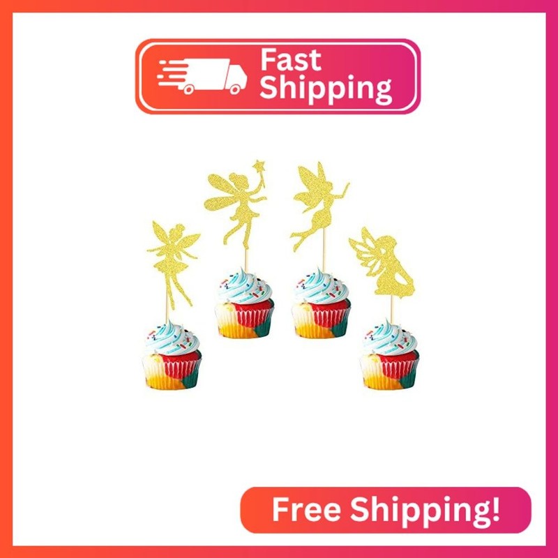 Arthsdite Pack of 48 Flower Fairy Cupcake Toppers Angel Fairy Pixie Cupcake Pick