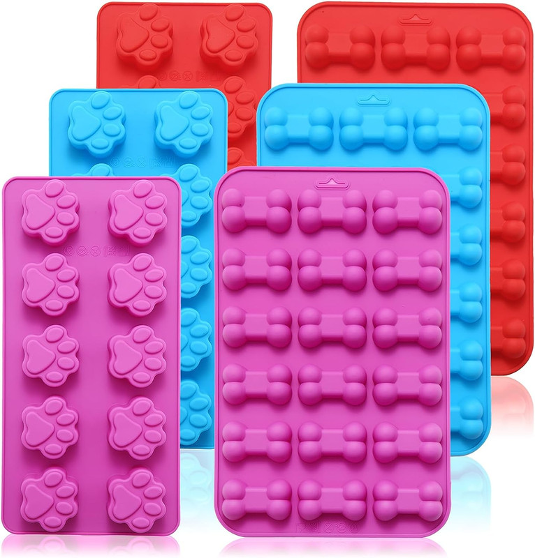 6PCS Silicone Molds Puppy Dog Paw and Bone, Elegant Chocolate Molds