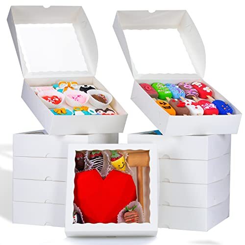 14pcs 9x9x2.5 Inches Bakery Boxes with Window Pie Boxes Breakable Heart Boxes…