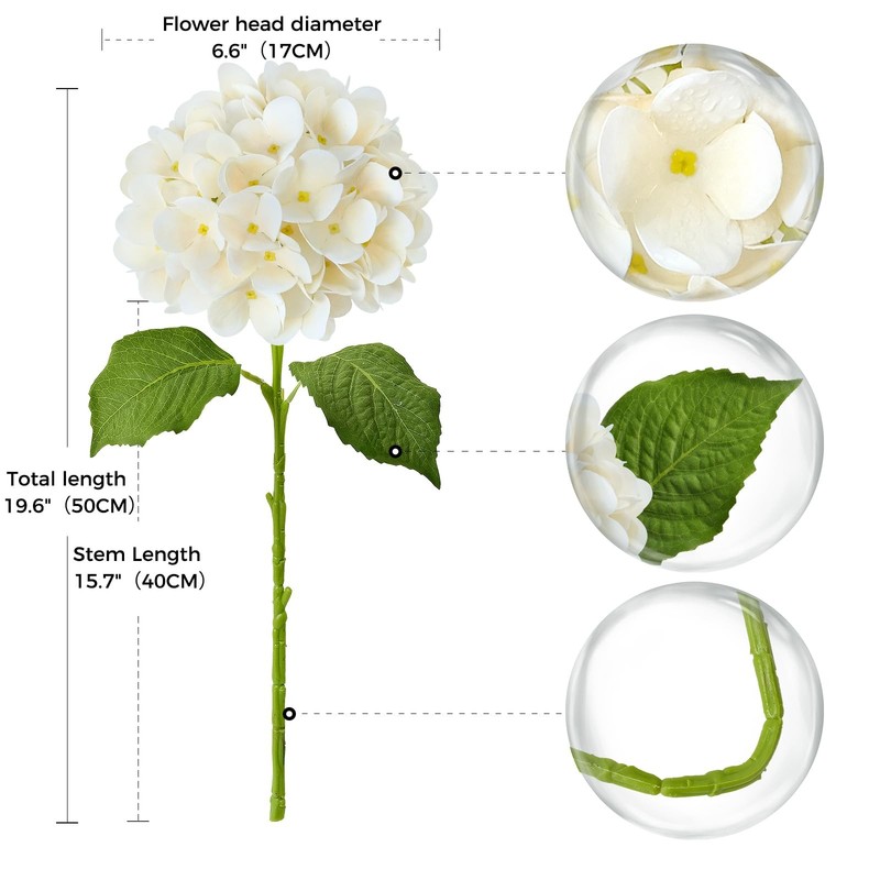 ZYTUYO Cream White Fake Hydrangea Artificial Flowers 4PCS For Home Decor H011 gallery