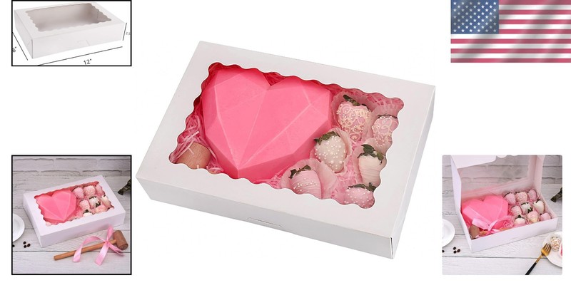 Elegant 20-Pack Food Grade Bakery Boxes with See-Through Windows for Cookies gallery