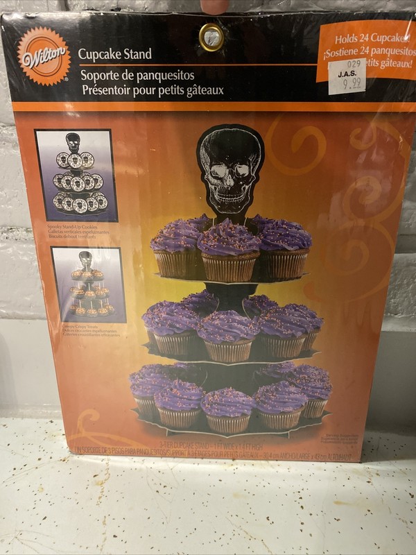 Wilton Halloween Skull 3 Tier Cupcake Treat Haunted Party Carboard Display Stand