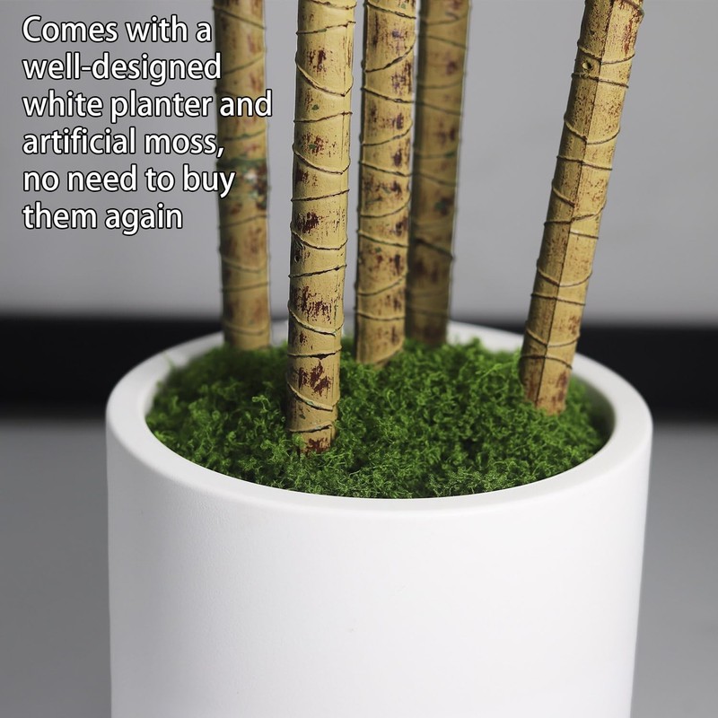 Gaoqisi Artificial Dracaena Tree 5Ft - Fake Plants Tree White Planter - Faux gallery