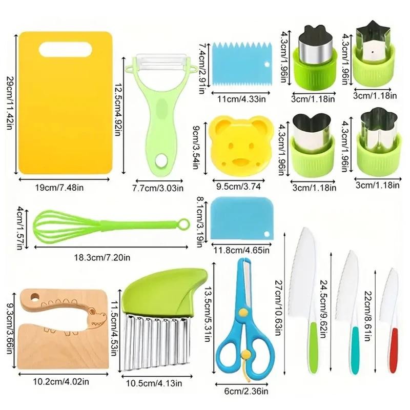 Kids Cooking Cutter Set Plastic Knife Toddler Safe Fruit Cake Diy Kitchen Tools gallery