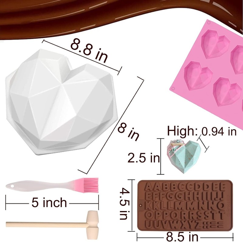 Molde De Silicona Para Chocolate Con Hoyuelos En Forma De Corazón, Bandeja 10Pcs gallery