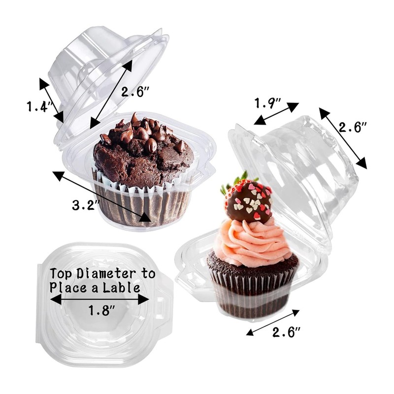 NPLUX 50 Pack Individual Cupcake Containers Plastic Standard, Clear gallery