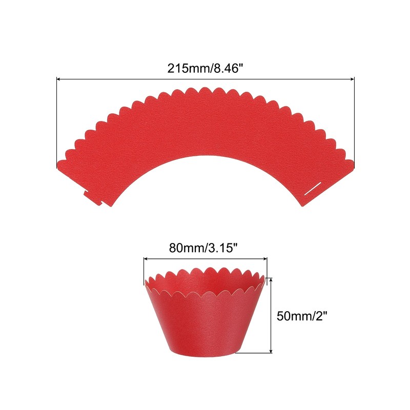 Cupcake Wrappers Paper, 50 Pack Baking Cups Standard Wave Decoration, Red gallery