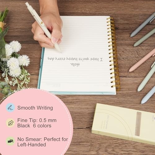Gel Pens, 6 Pcs 0.5mm Quick Dry Black Ink Pens Fine 6 Pcs Morandi-Black Ink gallery