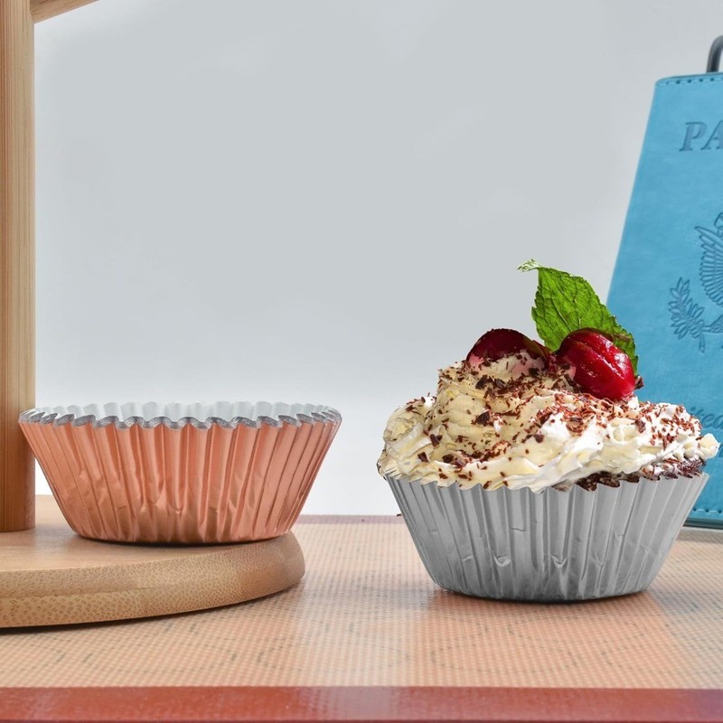 200 Pcs Rose Gold Foil Cupcake Liners Standard Baking Cups Muffin Paper Cases gallery